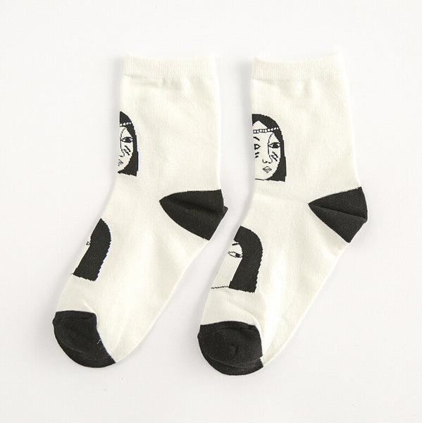 Funny Women Cotton Socks Japanese Cartoon Figure Pattern